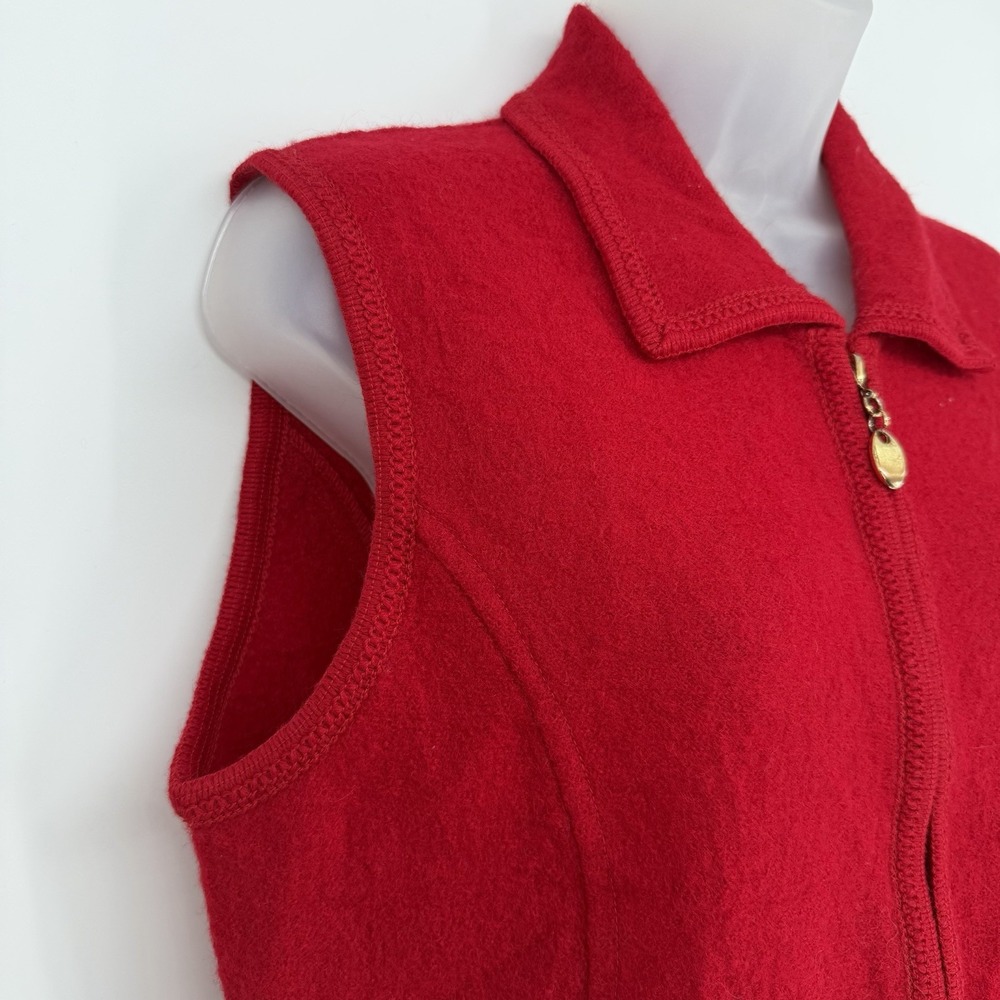Lisa International Sz M Vintage Red Boiled‎ Wool Vest Campcore Hiking Outdoors - Picture 3 of 6